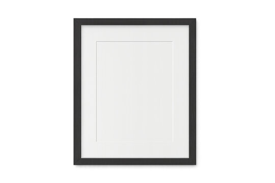 Black modern picture frame mockup psd on transparent background for artwork display and poster presentation