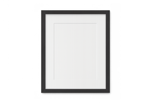 Black modern picture frame mockup psd on transparent background for artwork display and poster presentation - Powered by Adobe