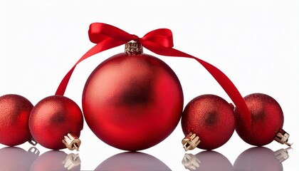 Red Bauble Christmas Ball With A Ribbon Decoration Isolated On Transparent Background