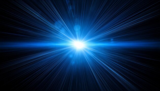 Bright Blue Starburst Lens Flare Effect On A Dark Background