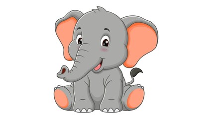 Cute Cartoon Elephant Sitting Illustration Adorable Baby Animal Art for Kids and Nursery Decor - 1