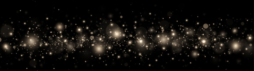 Glitter scattered in bursts with twinkling effects. Festive gold confetti and sparkling particles with glowing highlights.