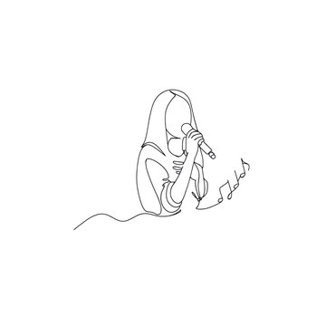 singer singing line art style clip art preview