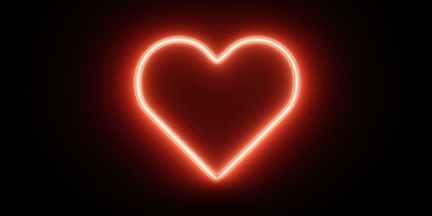 Glowing neon heart shape in darkness