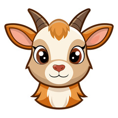 Cute cartoon baby goat head illustration Vector