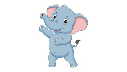 Funny Cartoon Elephant Dancing Illustration Cute Playful Animal Art for Kids and Nursery Decor - 1