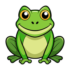 Happy smiling green frog cartoon illustration Vector