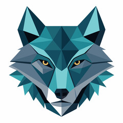 Low poly geometric wolf head design Vector