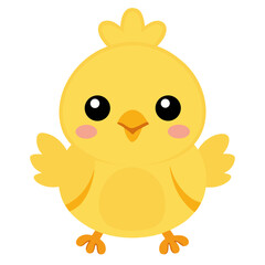 Cute cartoon yellow baby chick illustration Vector