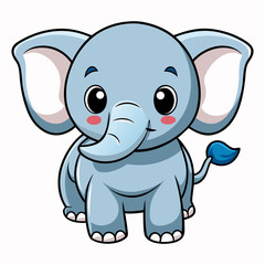 Fototapeta premium Cute baby elephant cartoon illustration on white background Vector