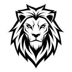 Aggressive black and white lion head vector mascot logo Vector