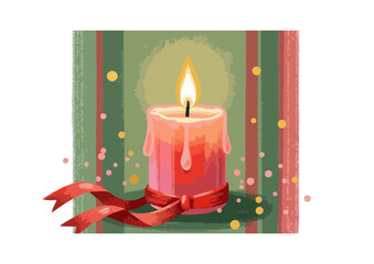 Stylized candle illustration on colorful decorative border concept