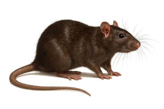 Brown rat (rattus norvegicus) standing, a common rodent pest displaying dirty fur, with transparent background