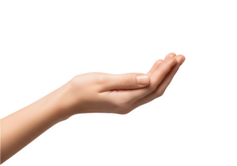 Open Cupped Female Hand Palm Up for Giving, Receiving, Begging — isolated on transparent background png

