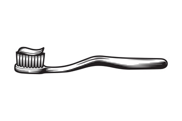 Vintage illustration of a toothbrush with toothpaste