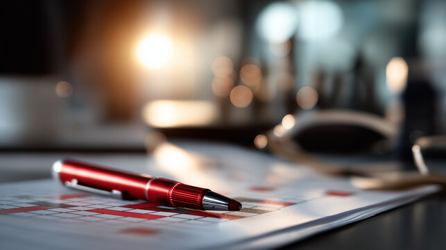 Mentoring crossword concept with red marker business desk overhead view professional development vocabulary corporate training visual learning concept educational business