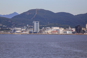 Arriving in Bod&oslash; city by ferry and enjoying the view of the city architecture