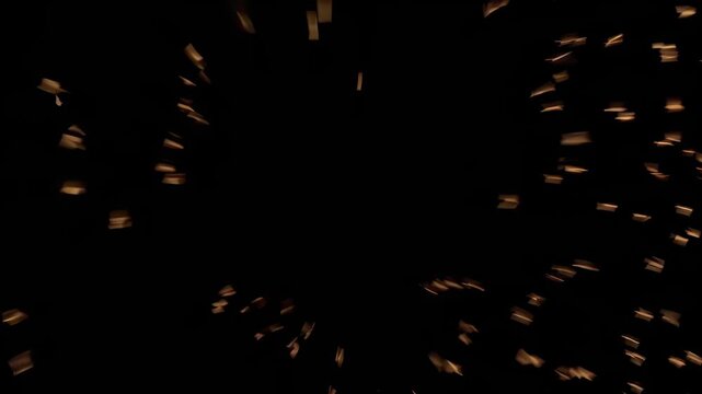 In this stunning video, a vibrant explosion of golden sparks bursts against a dark backdrop, creating a mesmerizing display. The dynamic movements and shimmering particles evoke feelings of joy and ce
