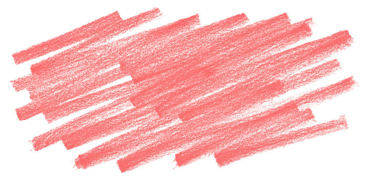 Red rough crayon pastel scribble scrawl doodle texture isolated PNG cutout, transparent background. Abstract, vibrant, creative, expressive graphic design element
