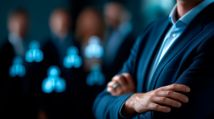 Business people with faceless coach in team collaboration office strategy planning mentor coaching staff technology training teamwork solution development workplace learning