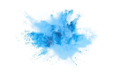 Blue dust powder explosion effect isolated PNG cutout, transparent background