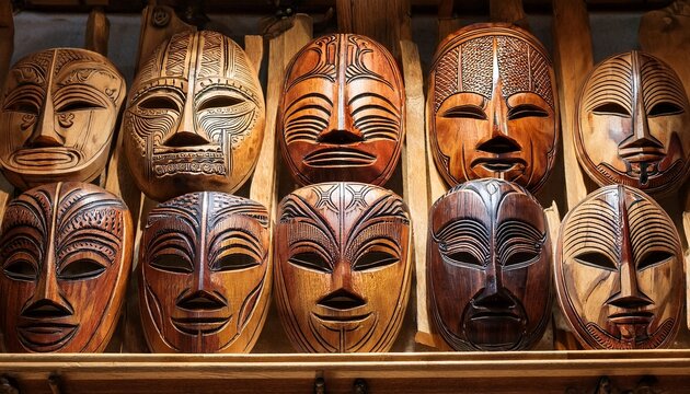 intricate wooden masks cultural heritage display
