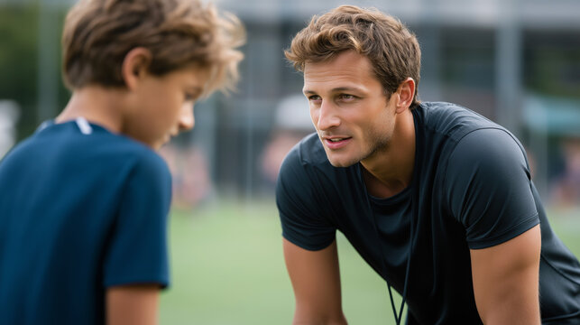 Professional athlete coaching young faceless player sports training mentor guidance support underprivileged youth empowerment teamwork development athletic inspiration skill - Powered by Adobe