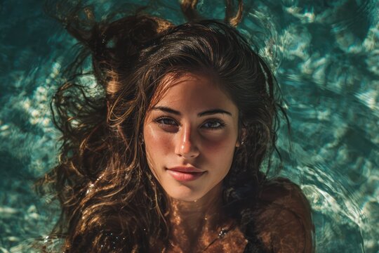 Tranquil Moment of Female in Clear Pool Water