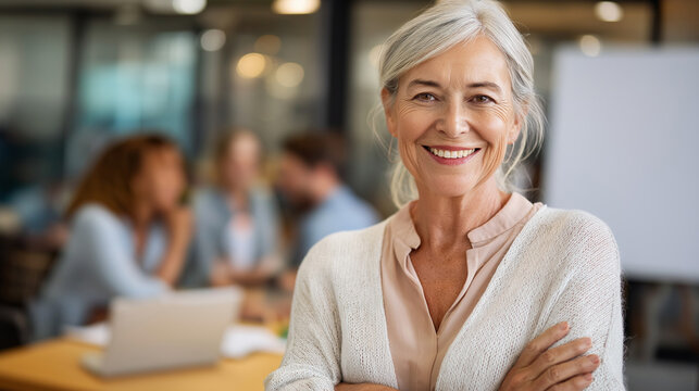 Mature confident faceless mentor teaching at business seminar professional education colleagues planning startup office cooperation meeting teamwork concept corporate training