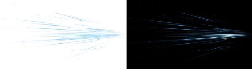 Horizontal blue speed lines PNG. Fast motion streak effect. © ellyson
