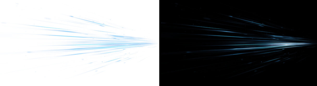 Horizontal blue speed lines PNG. Fast motion streak effect.