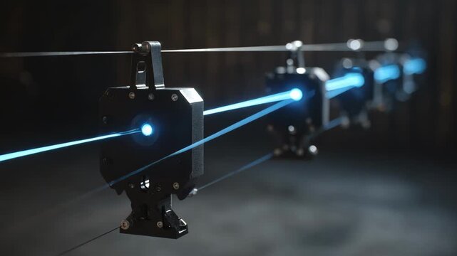 Closeup medium shot of optical sensors detecting wire position and enabling dynamic tracking adjustments through advanced sensor technology.
