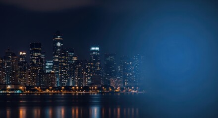 Fototapeta premium Radiant Cityscape Illuminates the Dark Horizon in an Urban Night Scenery
