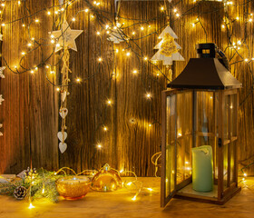 Cozy Christmas Lantern and Rustic Holiday Decorations