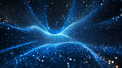 Glowing single particle suspended in dark space emitting radiant light and subtle energy representing isolation, focus, cosmic minimalism, and abstract futuristic digital visualization
