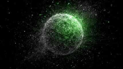 Glowing single particle suspended in dark space emitting radiant light and subtle energy representing isolation, focus, cosmic minimalism, and abstract futuristic digital visualization