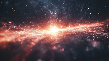 Glowing single particle suspended in dark space emitting radiant light and subtle energy representing isolation, focus, cosmic minimalism, and abstract futuristic digital visualization