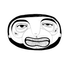 Unique and expressive face illustration showcasing intricate details and emotions