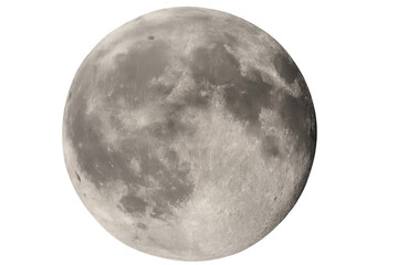 Naklejka premium Moon showing texture and craters, a full lunar disk representing space, astronomy, and celestial bodies