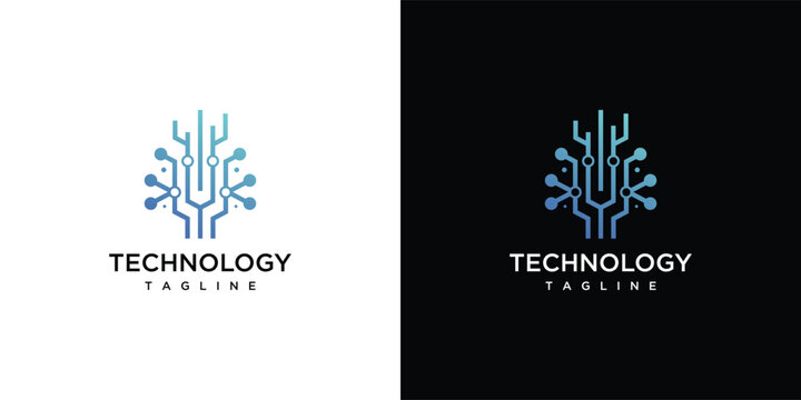 Tree technology logo design template. Digital technology tree logo design inspiration. - Powered by Adobe