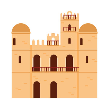 Flat design of an iconic Ethiopian castle landmark on a white isolated background vector illustration
