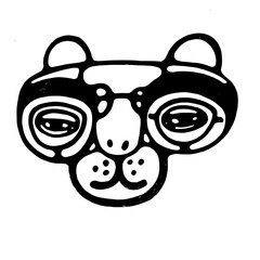 Unique artistic depiction of a playful animal face with glasses in a minimalist style