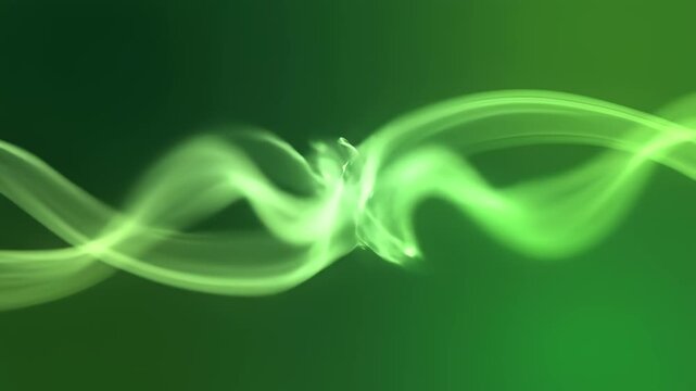 A mesmerizing wave of green light dancing across a black background, with subtle wisps of smoke adding an air of mystery, perfectly captures the concept of innovation and forward thinking.