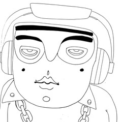 Creative character in headphones with stylish sunglasses and a bold expression exudes confident energy