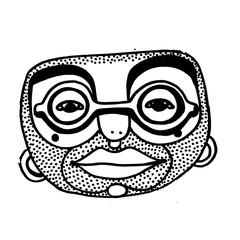 Creative face illustration with unique features and expressive glasses showcasing character and artistic style