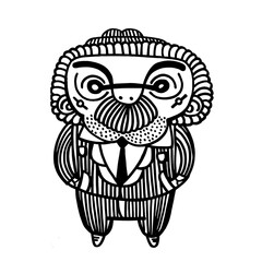 Obraz premium Creative cartoon character wearing a suit with a quirky style and exaggerated facial features