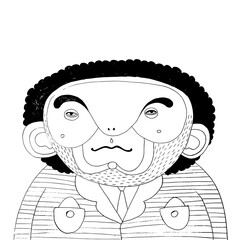 Unique artistic rendering of a curious character with distinct facial features and bold lines, expressing personality and emotion