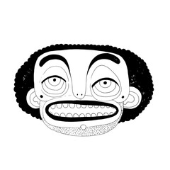 Unique artistic illustration of a smiling character with distinctive features and playful expression