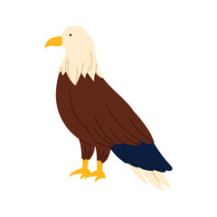 Patriotic isolated bald eagle representing American freedom and strength on white background vector illustration
