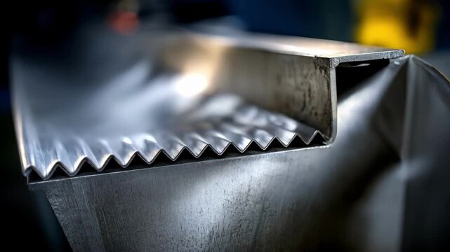 Closeup of titanium sheet bending process for aerospace applications highlighting precision and strength in aircraft component manufacturing.